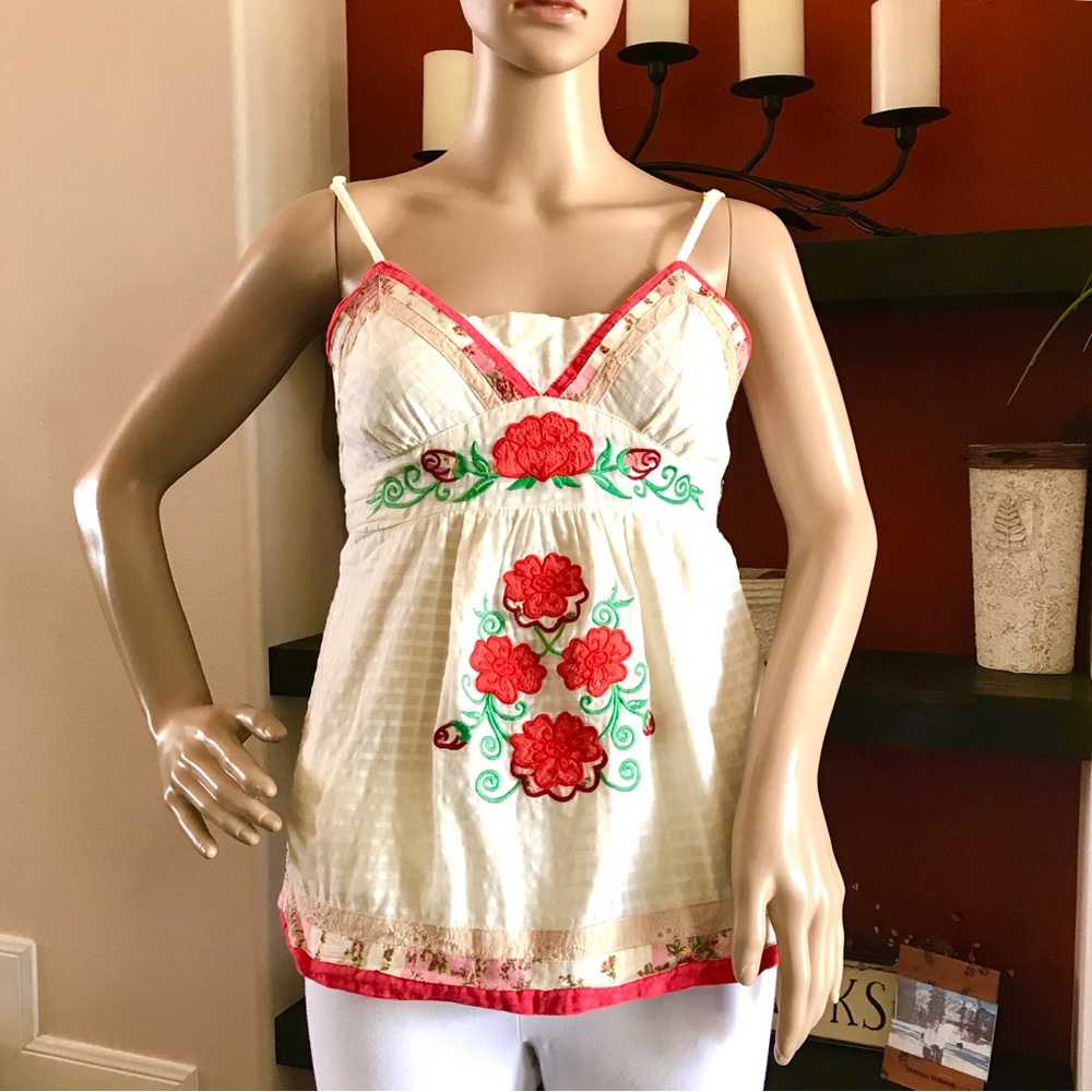 Pura Vida Embroidered Camisole Cotton Top Size Small - Picture 16 of 16